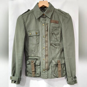 Angels Women's Cargo Jacket Size Small Olive Green Utility Gorpcore Military
